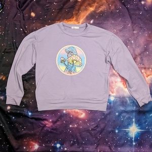 🍄 Lavender ROMWE Psychedelic Hippie Mushroom Crewneck Size Small